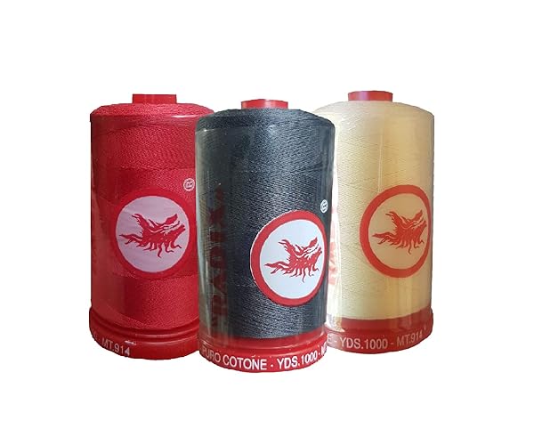 Cucirini-tre-stelle-Filo-Radix-1000-yds-mix2Rosso-Panna-Grigio-3X-B088X4LM6V