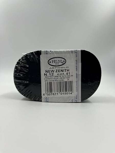 PELDO-NASTRO-TESS-GROS-NEW-ZENITH-N12-mm-50-colore-nero-mt-10-B0CW9QZV9K